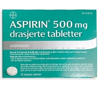 Bilde av Aspirin Drasjerte Tabletter 500mg, 20 stk.
