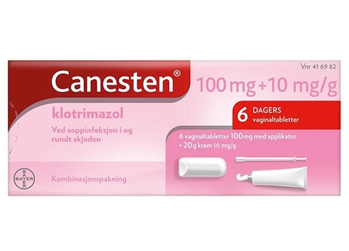 Canesten 100 mg vaginaltabletter og 10 mg/g krem 6stk+20 g