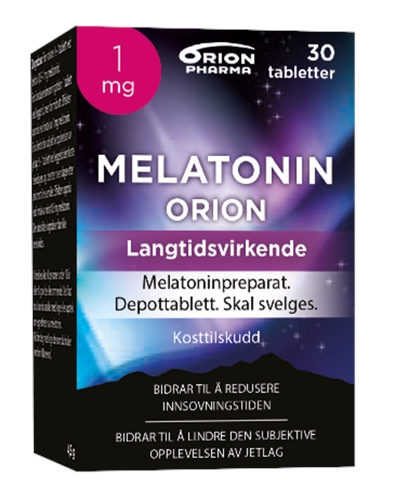 Melatonin orion  depottabletter 1mg 30stk (langtidsvirkende)