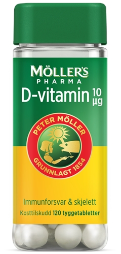 Möllers Pharma 10 µg D-vitamin tyggetabletter 120 stk