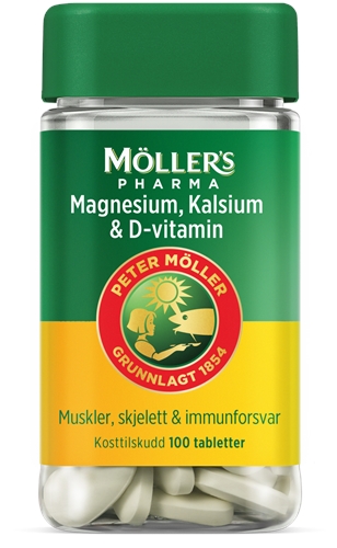 Möllers Pharma Magnesium, Kalsium og D-vitamin 100 tabletter