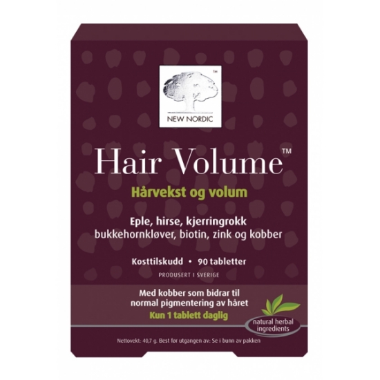Hair Volume 90 tabletter – kosttilskudd med biotin for hår, hud og negler