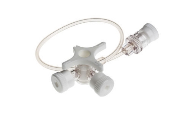 BD Connecta 3‑veis kran med forlengningsslange 10 cm – 1 stk