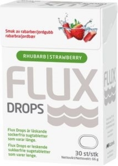 Flux Drops Jordbær/Rabarbra 30 stk