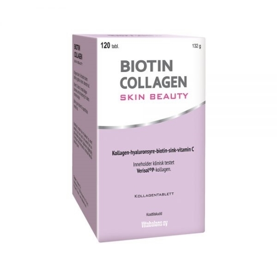 Biotin Collagen 120 tabletter – Kollagen, biotin & hyaluronsyre for hud, hår og elastisitet