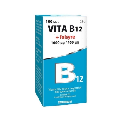 Bilde av B12 + Folsyre 1mg/400ug 100 tabletter