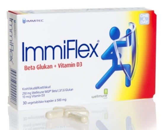 Immiflex Betaglukan + Vitamin D3 30 veg.kapsler – Immunstøtte