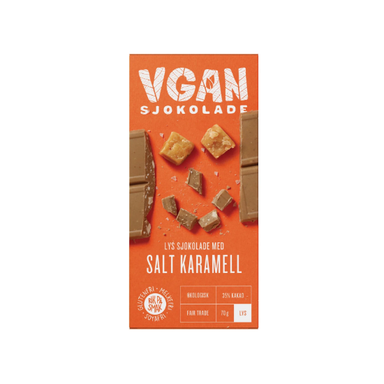 Bilde av Vgan lys sjokolade salt karamel&mandler