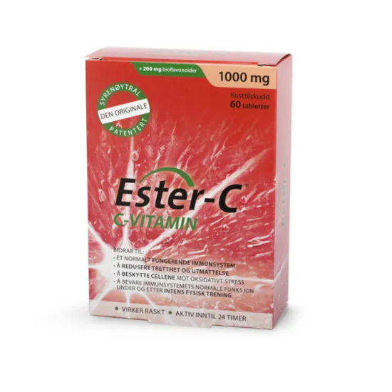 Ester‑C Vitamin 1000 mg – 60 tabletter – syrenøytral C‑vitamin med bioflavonoider