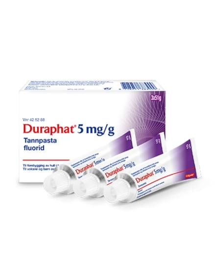 Duraphat Tannpasta 5 mg/g – Reseptfri fluorbeskyttelse  3-pakning