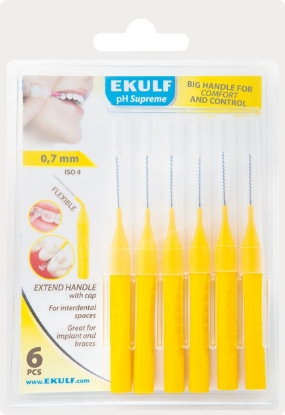 Bilde av Ekulf ph supreme mellombørst 0,7mm gul -6stk