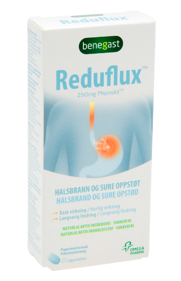 Benegast Reduflux 250 mg Tyggetabletter 20 stk | Lindring ved Halsbrann og Sure Oppstøt