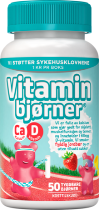 Bilde av Vitaminbjørner Kalsium + D-vitamin -jordbærsmak 50 stk