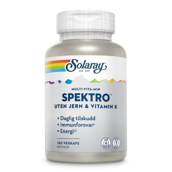 Solaray Spektro uten jern og vitamin K 100 veg kapsler