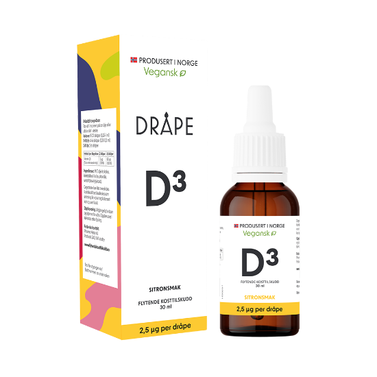 Dråpe vegansk D3 sitronsmak 30ml