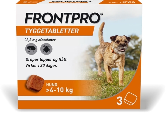 Frontpro Vet 28,3 mg – Loppe- og flåttbeskyttelse for hund 4–10 kg (3 stk)