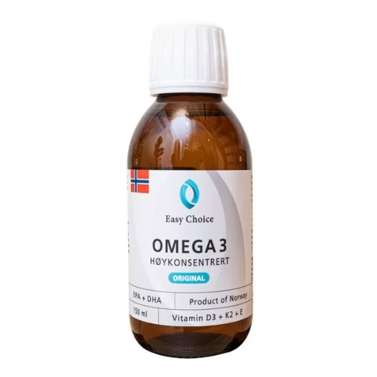  Easy Choice Omega‑3 Høykonsentrert Flytende med D3 + K2 + E – 150 ml