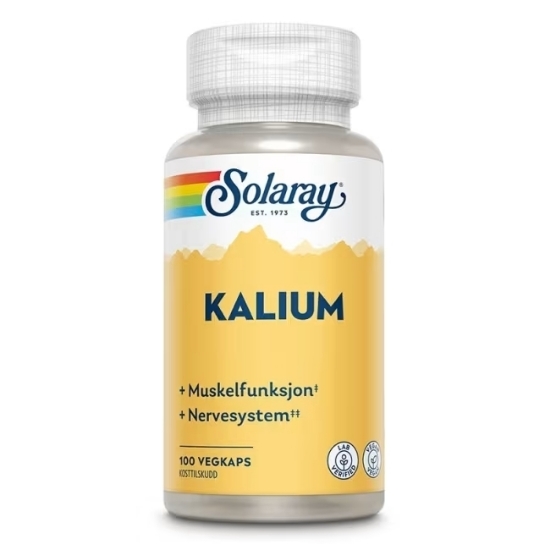 Solaray Kalium 100 mg – 100 kapsler | Elektrolyttbalanse