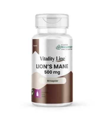 Vitality Line Lion’s Mane 500 mg 60 kapsler | Naturlig sopp for fokus og immunforsvar