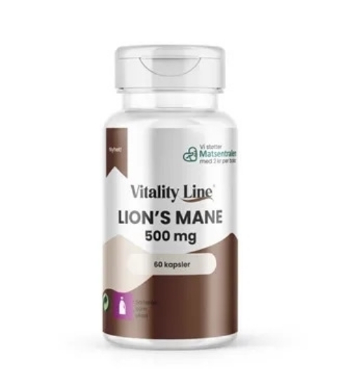 Vitality Line Lion’s Mane 500 mg 60 kapsler – kosttilskudd med medisinsk sopp for fokus og immunforsva