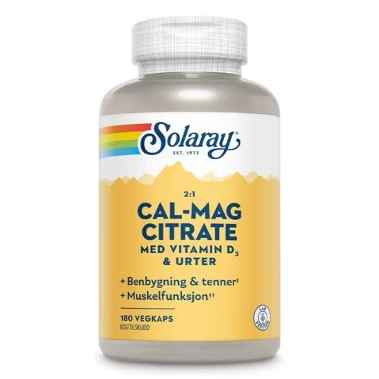 Solaray Cal-Mag 2:1 M/D citrat 180 kapsler 