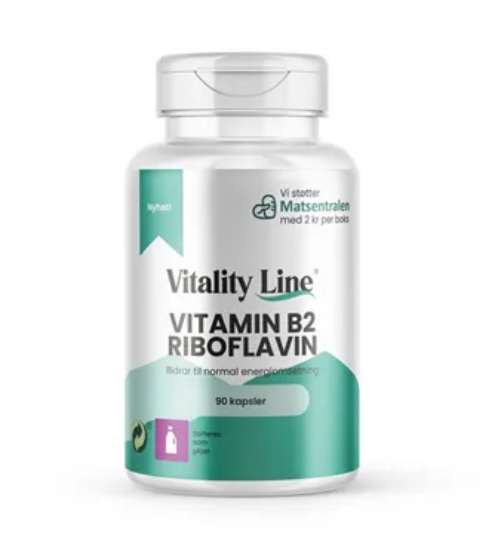 Vitality Line B2 Riboflavin 100 mg 90 kapsler – kosttilskudd for energi og hud