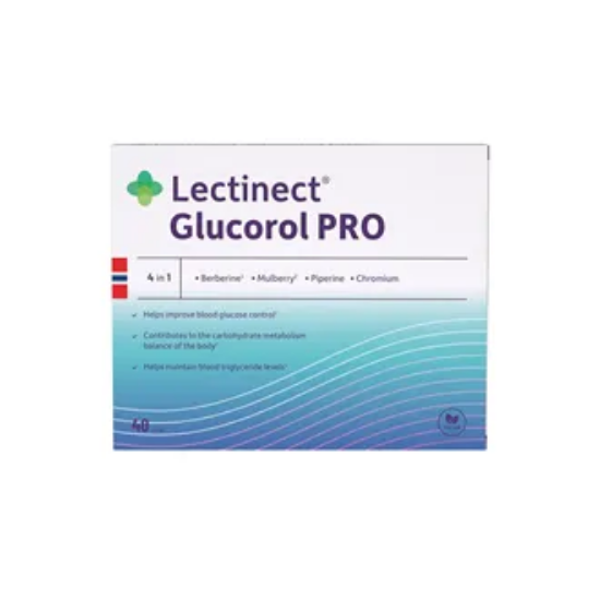 Lectinect Glucorol Pro 40 kapsler – kosttilskudd med krom og gurkemeie”.