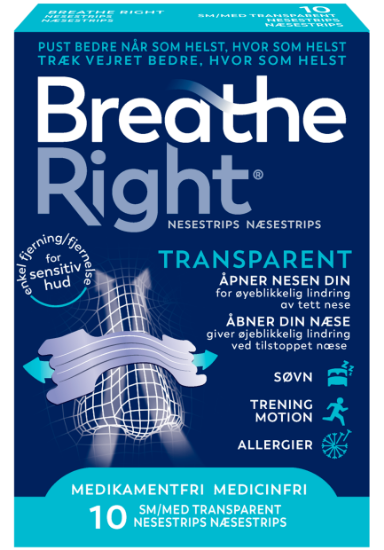Breathe Right Nesestrips S/M | Bedre pust og mindre snorking 10 stk