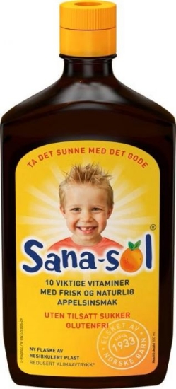 Sukkerfri Sana‑sol 500 ml – daglig vitamin for hele familien
