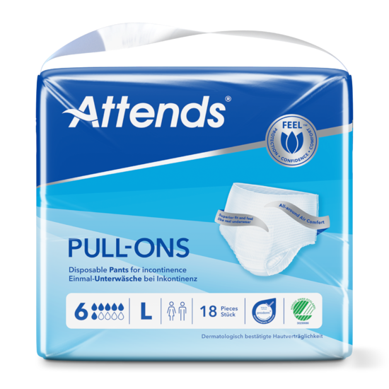 Attends Pull-Ons 6 L bleiebukse for urinlekkasje – pakke med 18 stk