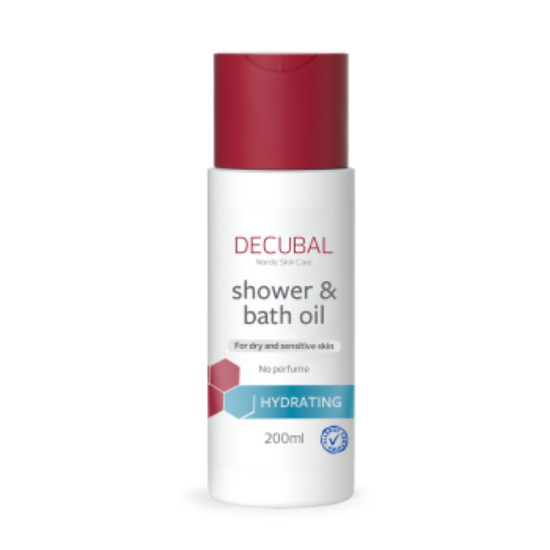 Decubal Hydrating Shower & Bath Oil 200 ml – dusj‑ og badeolje for tørr hud