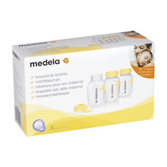 Medela Flaske 150 ml 3 stk – BPA‑frie flasker for pumping og oppbevaring av brystmelk.