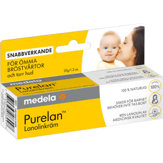 Medela Purelan Brystvortekrem 37 g – naturlig lanolinkrem for såre brystvorter.