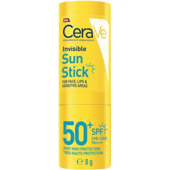CeraVe Invisible Sun Stick SPF50+ 8 g – Praktisk solstift for ansikt og lepper