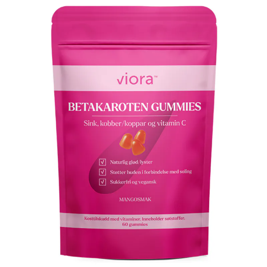 Viora Betakaroten Gummies 60 stk – Hud, pigmentering & glød | Kosttilskudd