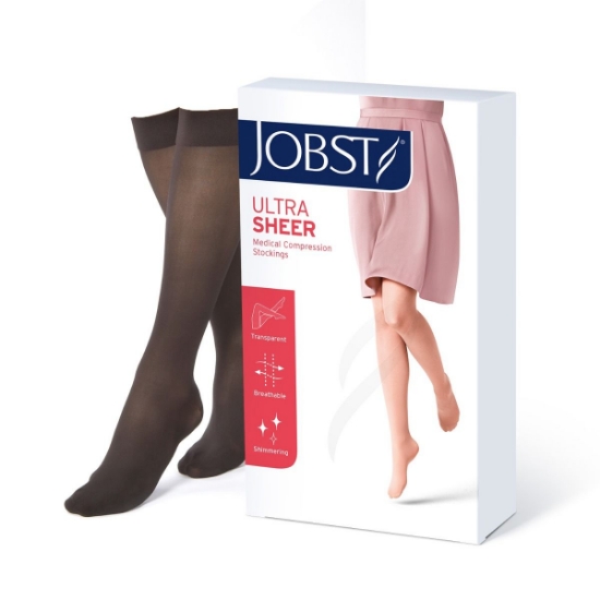 Jobst Ultra Sheer K1 kne sort M – elegant kompresjonsstrømpe klasse 1