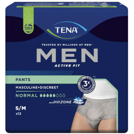 TENA Men Active Fit Pants Normal Grå S/M – 12 stk