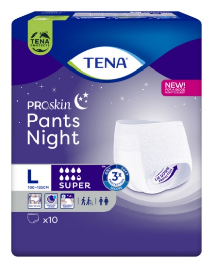 TENA Pants Night Super L | Bleiebukse for trygg nattbeskyttelse – 10 stk