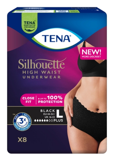 TENA Silhouette Pants Plus High Waist Sort L – 8 stk