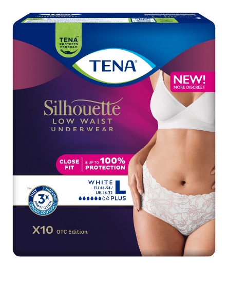TENA Silhouette Pants Plus Low Waist Large Hvit – 10 stk