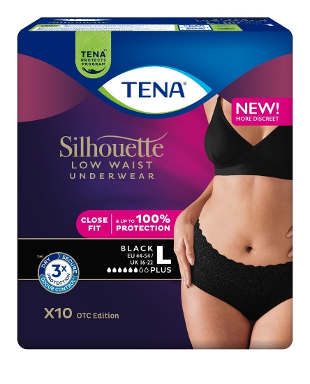 TENA Silhouette Pants Plus Low Waist Large Sort | Diskret buksebleie – 10 stk
