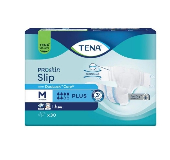 TENA Slip Plus Medium 30 stk – alt‑i‑ett inkontinensbleie