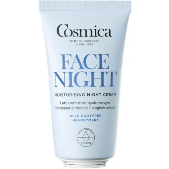 Cosmica Face Moisturising Nattkrem 50 ml uten parfyme med hyaluronsyre