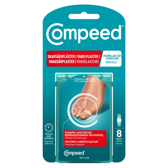 Compeed gnagsårplaster for tær 8-pakning hydrokolloid plaster mot blemmer