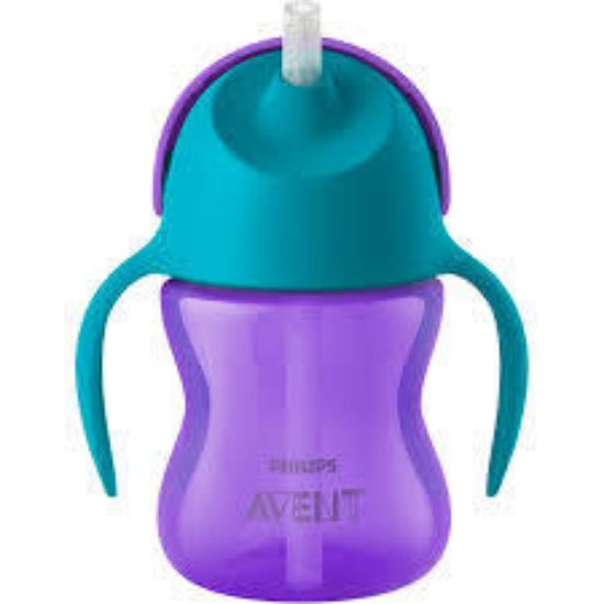 Philips Avent Straw Cup 200 ml lilla og turkis sugerørkopp med håndtak for baby
