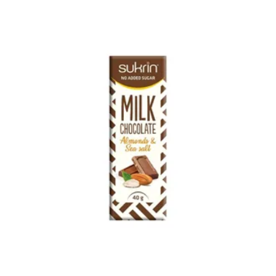Sukrin Melkesjokolade Mandler og Havsalt 40g