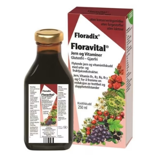 Floradix Floravital Flytende Jerntilskudd 250 ml | Glutenfri