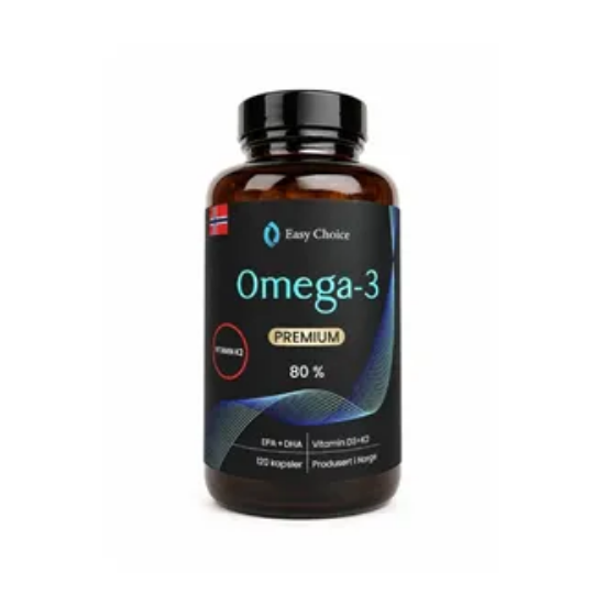 Easy Choice Omega-3 Premium 80% m/ D3 & K2 | 120 kapsler